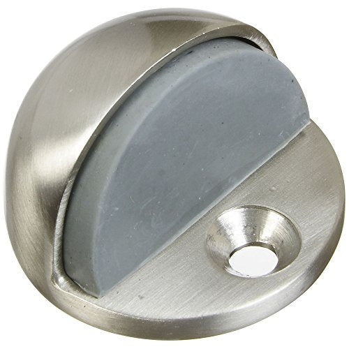 National Hardware Floor Door Stop, Solid Brass, Rubber Bumper, Satin Nickel - color: Satin Nickel