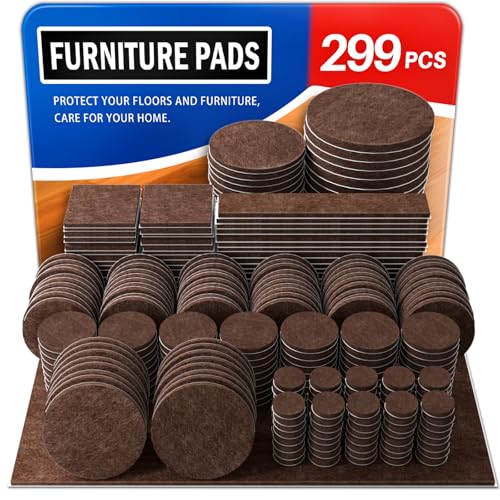 Ansible 299 PCS Felt Furniture Pads for Hardwood Floors - size: 299 PCS Brown