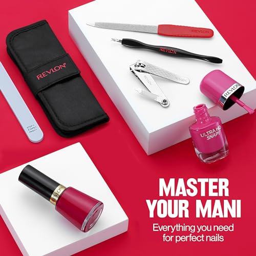 Revlon Manicure Essentials Kit with Travel Case, Black, 4 Count