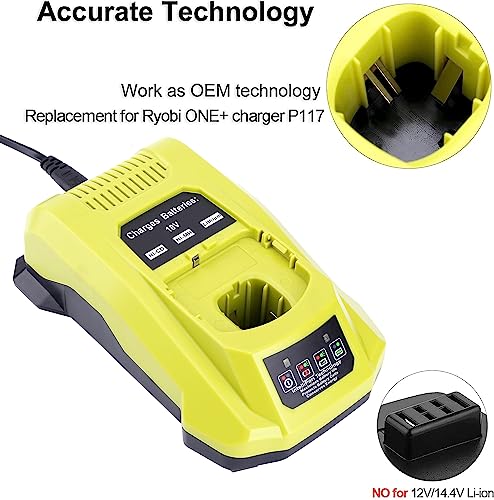 18-Volt P117 Rapid Charger Replace for Ryobi 12V-18V Battery One+ Lithium-Ion/NiCad/NiMh Battery P102 P108 P189 P197 P103 P105 P107 P190 P191 PBP002 PBP005 - size: P117 Rapid