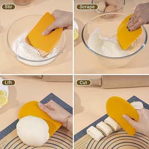 Sapid Flexible Curved Edge Silicone Bowl Scraper Dough Scraper Baking Bread - color: Orange