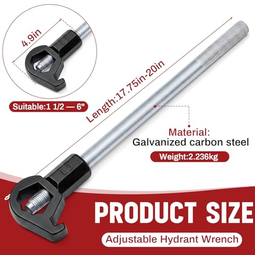 Tandefio 1 Pcs Fire Hydrant Wrench, 1-1/2" to 6", Black - color: Black, size: 1-1/2" to 6"