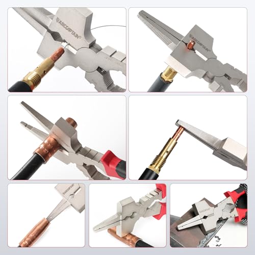 ARCCAPTAIN Measurable 8" Welding Pliers MIG Pliers with Rentention Chain - style: High-grade