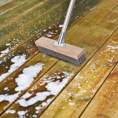 Stainless Steel Wire Brush, 59'' Long Handle Floor Scrubber for Concrete - color: Stainless Steel