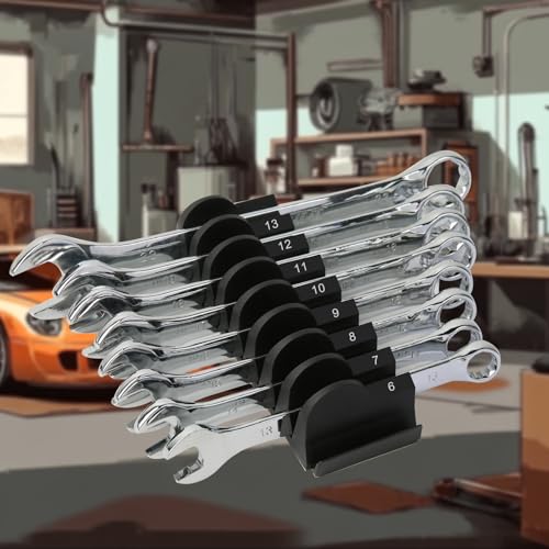 DEHOYI 12 pcs Modular Wrench Organizers for Tool Drawers - Wrench Rack with Metric & SAE Labels, Perfect Tool Storage Holder. Gift for father, brother and boyfriend (12pcs-Black) - style: 12pcs-Black