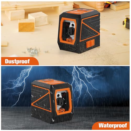 Laser Level with Tripod, 100 feet Green Cross Line Self Rotary Leveling Laser Level, Vertical and Horizontal Line, Rotatable 360 Degree, Manual Self leveling and Pulse Mode,IP54 Waterproof & Battery - color: Light Red