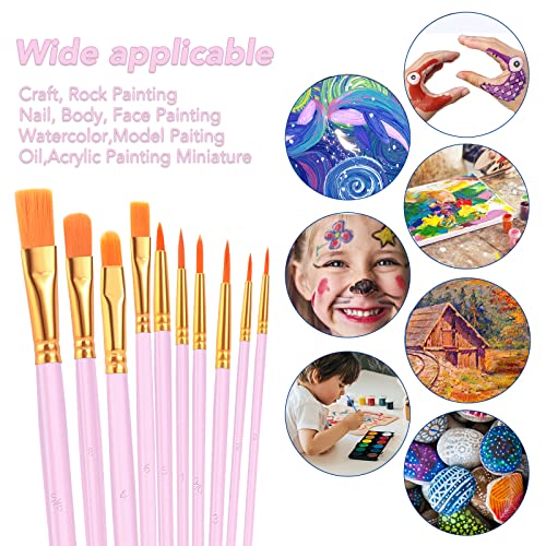 ESRICH 80PCS Pink Paint Brushes, Paint Brush for Acrylic Painting - color: Pink, size: 80
