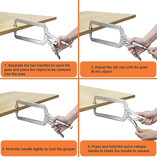 4 Pack 18 Inch C Clamp Locking Pliers,Locking C Clamp, Adjustable Nickel Plated C Pliers For Wood Working, Welding, Electrician Maintenance and more, by GENHAKON - size: 4 Pack 18 Inch