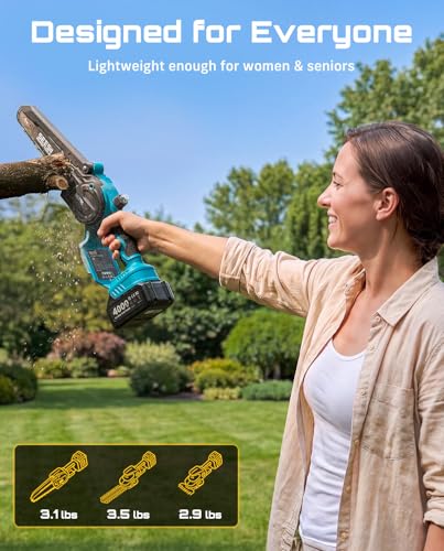 SEESII 3 in 1 Cordless Mini Chainsaw & Hedge Trimmer, Grass Shear Combo - color: Sapphire Blue