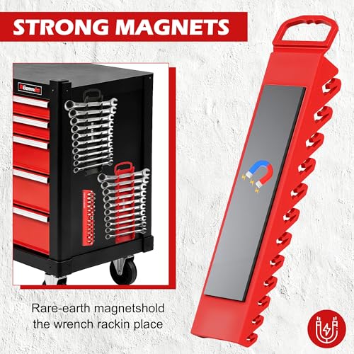 TOOLEAGUE 2Pcs Magnetic Wrench Organizer Set & 1/4" Hex Bit Organizer