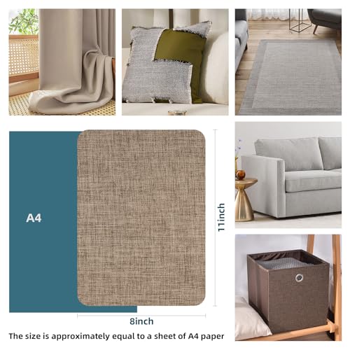 WILDREEDS 2 Pcs 8 x11 Inch Linen Repair Patches, Self-Adhesive Fabric Patch for Sofas, Couch, Furniture,Tote Bags, Car Seats (Brown) - color: Brown