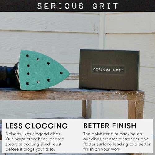 Serious Grit - 4" x 6" Delta P320 Grit Sanding Sheets - 50 Pack Box | Fits Festool DTS 400 & Mirka DEOS Delta Sanders - Heavy-Duty Hook & Loop Wet/Dry Film Sandpaper for Detail Work - size: 320 Grit