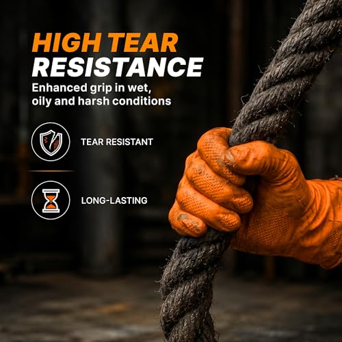 TitanFlex Heavy Duty Industrial Orange Nitrile Gloves, 8-mil, Gloves Disposable Latex Free with Raised Diamond Texture Grip, Powder Free, Rubber Glove, Mechanic Gloves,100-ct Box (Small) - color: 02 8mil (100ct), size: Small