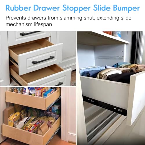 Rubber Drawer Stopper Slide Bumper 30 Pack | Drawer Slides End Stoppers Replacement Parts for Kitchen Cabinets, Wardrobes, Furniture Drawers