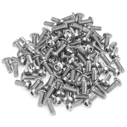105 Pieces M4 x 10mm Button Head Socket Cap Screws, Thread Pitch 0.7mm, Sutemribor M4 Screws, 304 Stainless Steel, Fully Threaded, Silver - size: M4 x 10mm, style: Button Head
