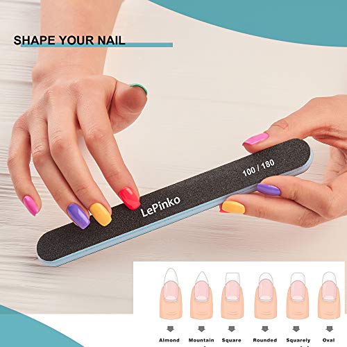 10PCS Double Sided 100/180 Grit Nail File Set - color: Black