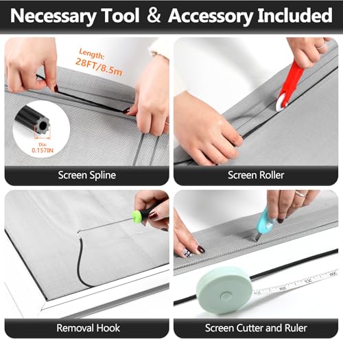 Secopad Window Screen and Screen Door Mesh Repair Kit, Black, 39in x 118in - color: Black, size: 39in x 118in