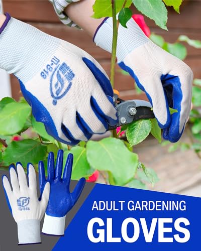 Potchen 72 Pairs Garden Work Gloves Bulk Pack for Men and Women - color: Blue