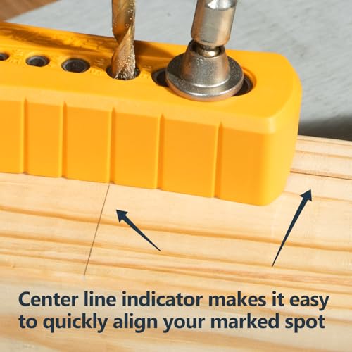 POWERTEC Drill Guide - Multi-Functional Drill Jig Block w/ 6 Common Drill Bit Sizes - for Straight Drilling Holes, Woodworking Tool, 1 PK (71971V) - style: Multi-Functional Drill Guide Jig Block (6 Sizes)