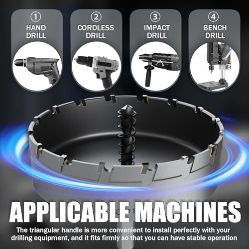Heavy Duty Carbide Hole Saw Set, 3-15/16” (100mm), Extra Deep Cutting Depth of 1.1 Inches (28mm) - Ideal for Stainless Steel, Mild Steel, Iron, Copper, Brass, and Plastic - size: 100mm(3-15/16")