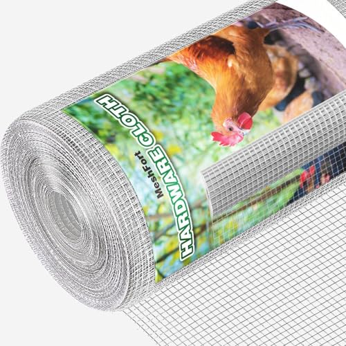 Hardware Cloth 1/4 Inch 48 x 100 Ft 23-Gauge Hot-dip Galvanized After Welding Fence Wire Mesh Roll Chicken Rabbit Snake Cage Welding Fencing - color: Silver, size: 1/4 inch 48" x 100 ft 23Ga