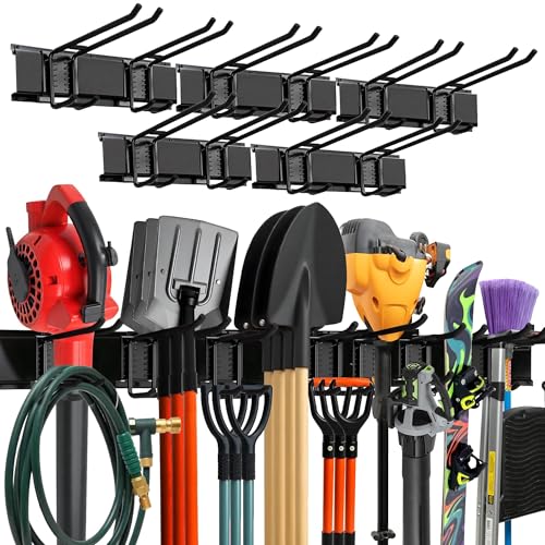 TIDYME Garage Wall Organizer, Shovel Holder Wall Mount, 80" Double Hooks - size: 80" (0 Shelves)