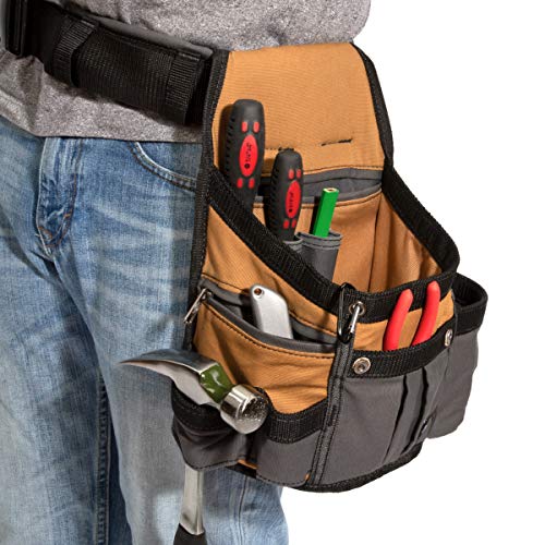 Dickies 8-Pocket Padded Tool Belt/Utility Pouch, Adjustable 3-Inch Belt, Durable Canvas Construction, Tan/Grey - color: Tan