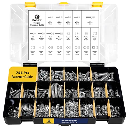 Bonost 2300-Piece Nuts and Bolts Assortment Kit with Asorted Screws, 3 Tray
