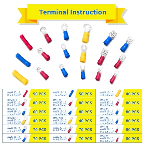 1200PCS Electrical Connector Kit, Automotive Insulated Wire Crimp Terminals
