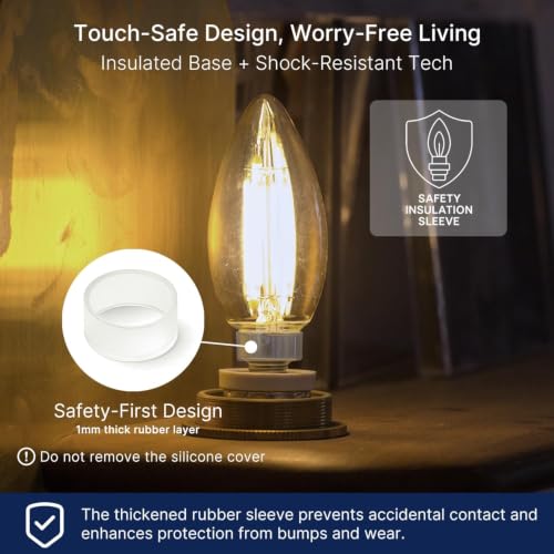 FLSNT 60W Equivalent LED Chandelier Light Bulbs, Dimmable LED B11 E12 Candelabra Base Bulbs, 3000K Warm White, 500LM, 48 Pack - color: 3000k Warm White, size: 48 Count (Pack of 1)