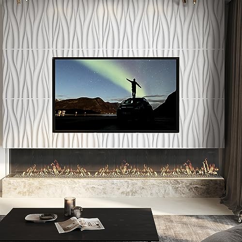 STICKGOO Wave 3D Wall Panels, White, 19.7" x 19.7", 12 Pack - color: White