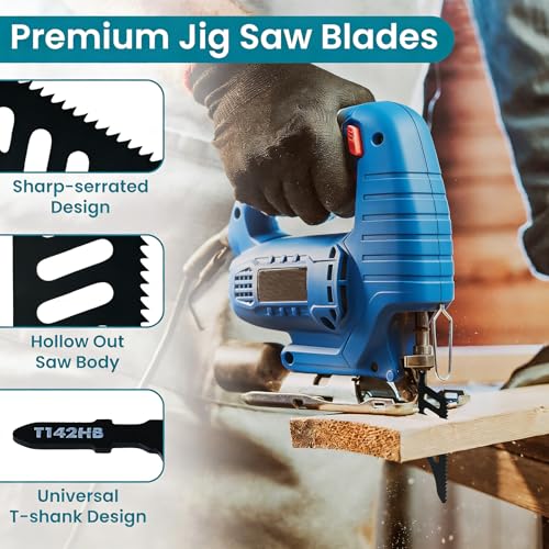 20PCS T142HB Jigsaw Blades, High Carbon Steel T-Shank Blades for Special-Shaped & Flush Cuts in Wood, Plastic & Fiberboard, Professional Scroll Saw Accessories