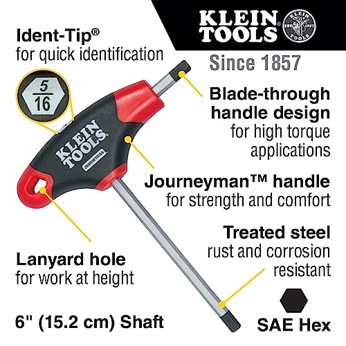 KLEIN TOOLS JTH610E T-Handle Hex Key Set, SAE Inch Sizes Allen Wrench Set with 6-Inch Blades, Stand Included, 10-Piece - size: 6-Inch Hex Key Set, style: T-Handle Hex Key Set