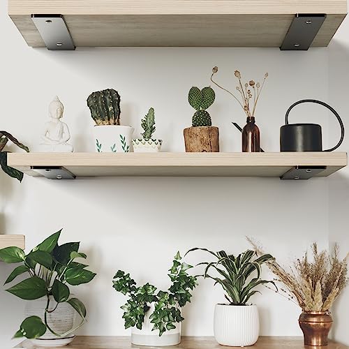 HEART ART Floating Shelf Brackets 6 Inch,Heavy Duty Black 2 Pack - size: 6 Inch, style: 2 Pack