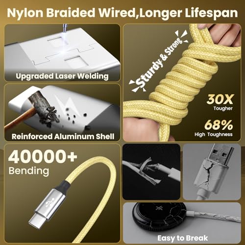 4 in 2 Multi Charging Cable for iWatch Charger, 2Pack 5FT Travel Essentials - color: Yellow, size: 2Pack 5FT