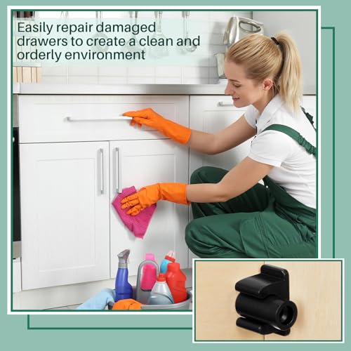 Juexica 4 Pairs False Cabinet Front Clip False Drawer Clips, Black - color: Black