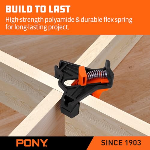 PONY 4-Pack Corner Clamps, 90 Degree Right Angle Clamps for Woodworking