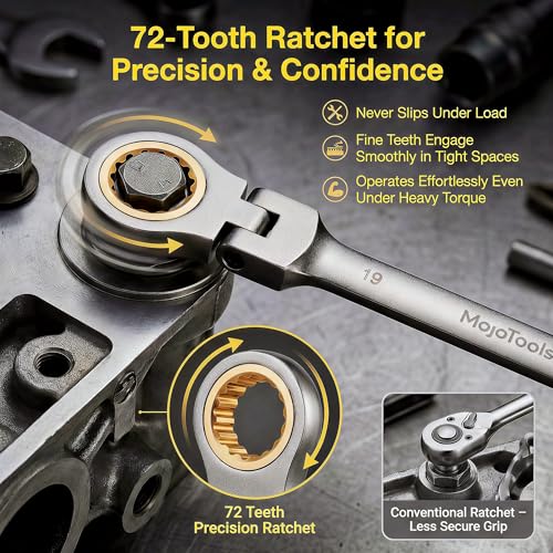 23-Piece Metric Wrench Set, 8-24mm Flex-Head Ratcheting Combination Wrenches with 9 Allen Keys, 72-Tooth CR-V Steel, Organizer Bag
