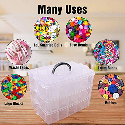 Bead Organizer 3 Tier 30 grid Stackable Craft Tackle Storage Container - size: 3-Tier
