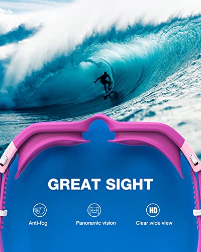 ZIONOR Swim Goggles, G1 SE Swimming Goggles Anti-Fog for Adult Men Women - color: B6-clear Lens Rose Frame