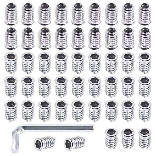 Swpeet 50Pcs 5/16" -18 x 20mm White Zinc Plated Carbon Steel Carbon Furniture Screw in Nut Threaded Wood Inserts Threaded Inserts Bolt Fastener Connector Hex Socket (5/16" -18 x 20mm) - size: 5/16" -18 x 20mm
