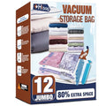 12 Jumbo Vacuum Storage Bags for Bedding, Vacuum Seal Bags for Clothing - size: 12-Jumbo