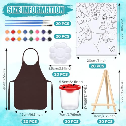 Sherr 140 Pcs 20 Set Pre Drawn Canvas Painting Kit, Black Theme - style: Black Theme