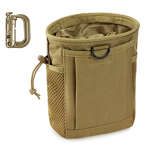 LIVANS Tactical Molle Dump Pouch, Magazine Drop Pouch Drastring Ammo Bag - color: Khaki
