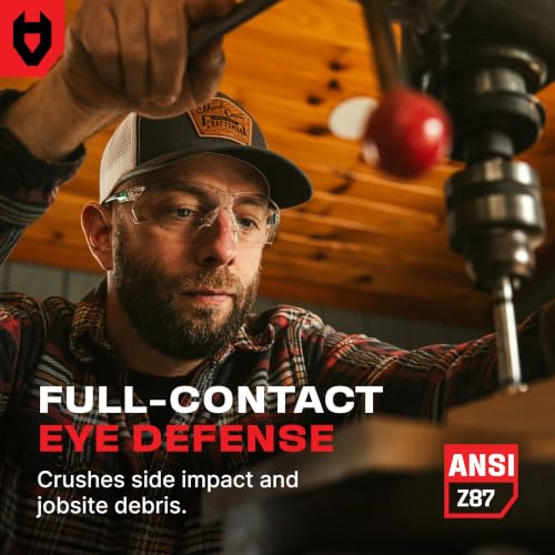 NoCry Clear Safety Glasses for Men and Women with Anti-Fog and Scratch Resistant Wrap Around Lenses, Adjustable Temples and Nose Pads — ANSI Z87 Certified Protective Eyewear with 100% UV Shielding - color: Black & Green