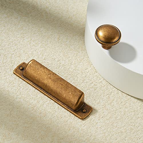 khtumeware 10 Pack 2-1/2"(64mm Drawer Pulls Antique Brass Cabinet Cup Pulls Kitchen Hardware Cabinet Handles Drawer Handles Knobs 2-1/2 inch Hole Center - color: Antique Brass, size: Cup Pulls 2-1/2" Hole Center