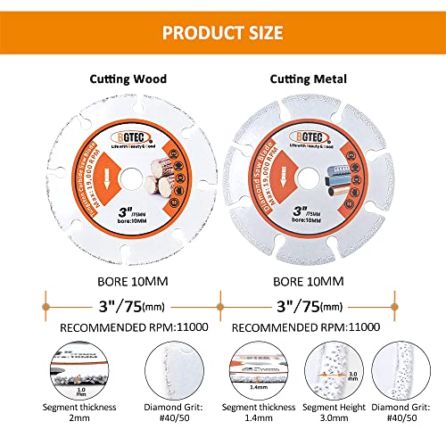 Diamond Saw Blades - BGTEC 3"/75mm Cut-Off Wheel for Metal Wood Angle Grinder, 4pcs - style: Metal+Wood