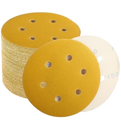 6 Inch Sanding Discs Hook and Loop, 150 Grit Sandpaper for Orbital Sander, Professional for Automotive and Woodworking, 100 Pack - style: 150 Grit