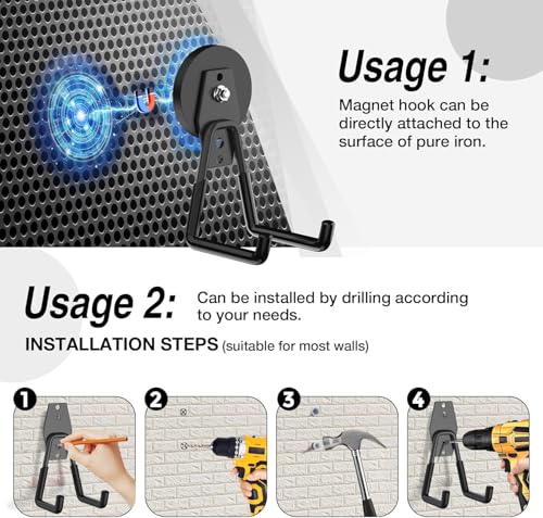 8 Pack Heavy Duty Storage Magnetic Utility Hooks Large Garage Strong Extra Magnet Hooks Hanger with Anti-Slip Coating Heavy Duty Magnetic Hooks for Hanging Power Dril Garage Garden Tools Black - color: 2.6in Magnet-8 Pack-Black