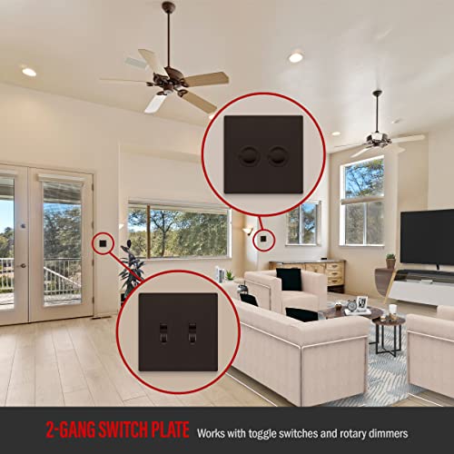 ENERLITES Screwless Double Toggle Light Switch Wall Plate Cover, Brown - color: Brown, size: Screwless